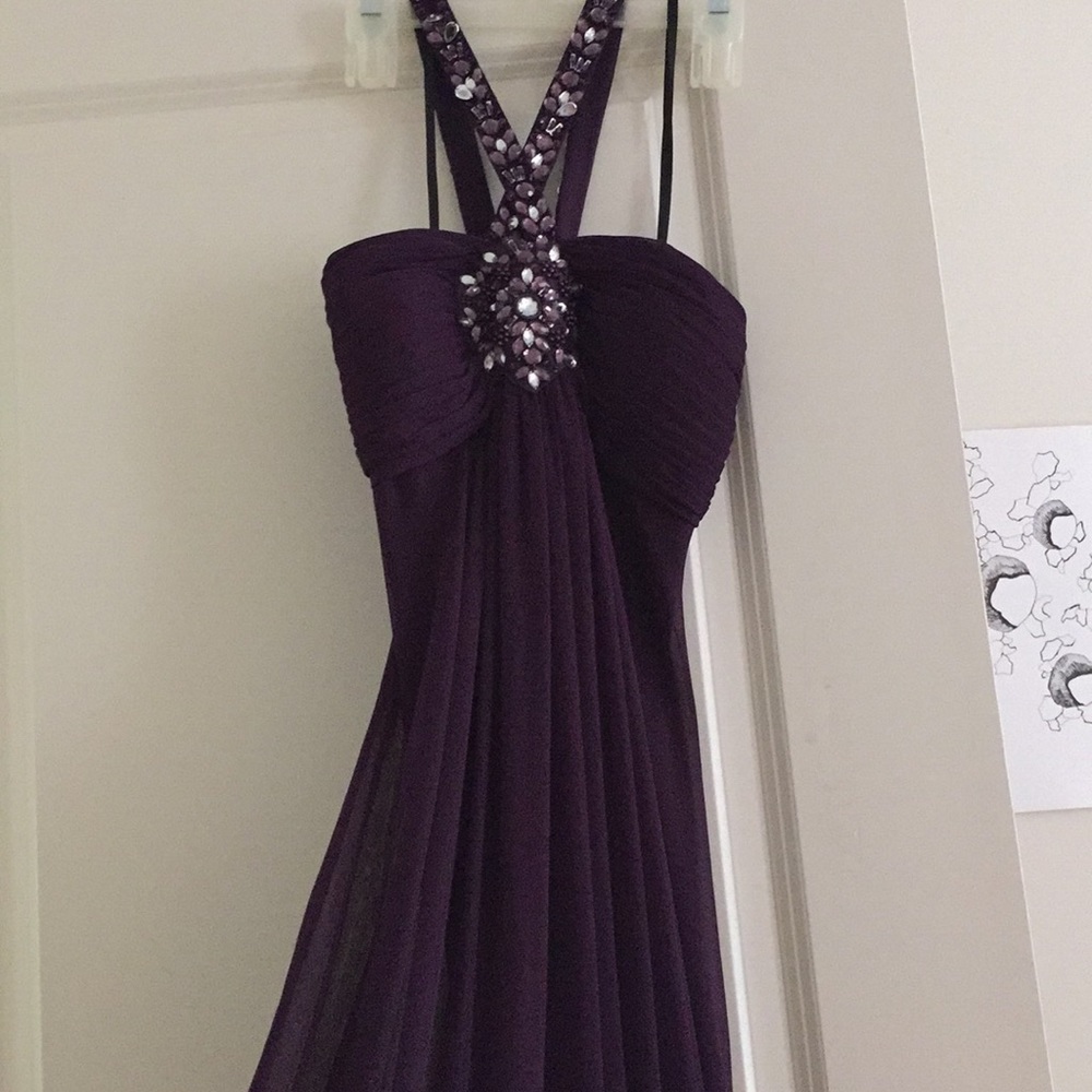 Long Purple chiffon prom dress!